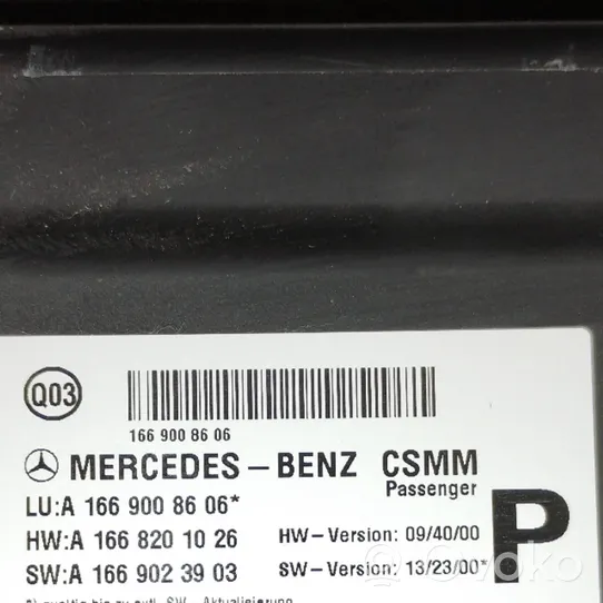 Mercedes-Benz CLA C117 X117 W117 Istuimen säädön moduuli A1669008606