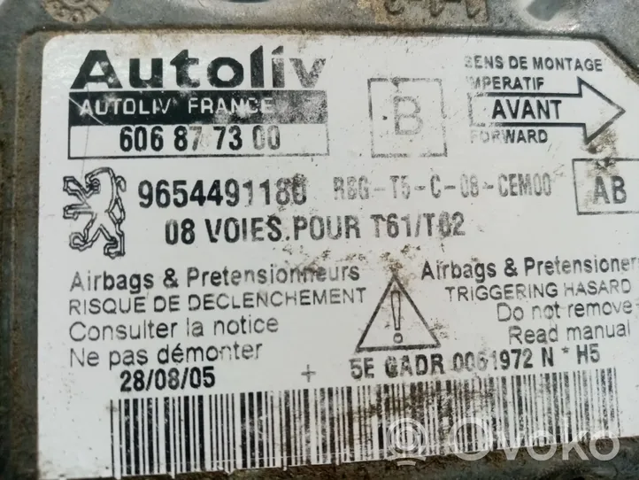 Peugeot 307 Module de contrôle airbag 9654491180