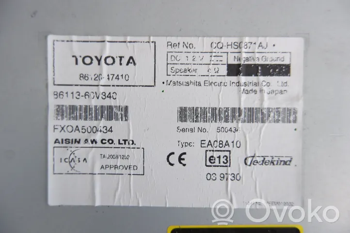 Toyota Prius (XW30) Radio/CD/DVD/GPS-pääyksikkö 8612047410