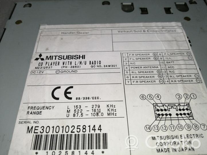 Mitsubishi Space Star Radio/CD/DVD/GPS-pääyksikkö MZ312637
