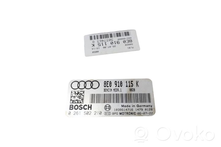 Audi A4 S4 B7 8E 8H Centralina/modulo del motore 8E0910115K