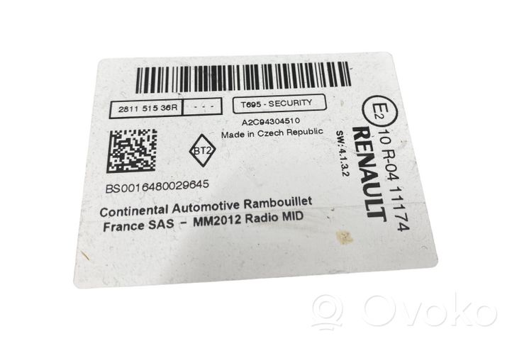 Renault Zoe Unité principale radio / CD / DVD / GPS 281151536R