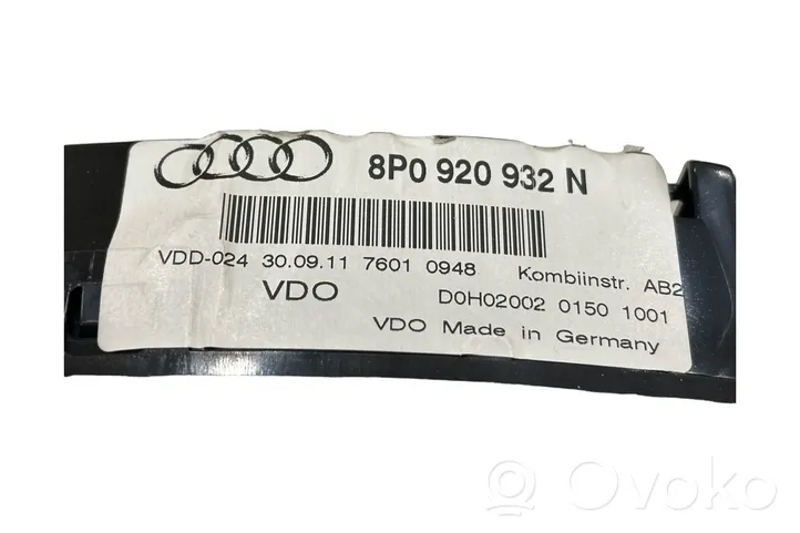 Audi A3 S3 8P Nopeusmittari (mittaristo) 8P0920932N