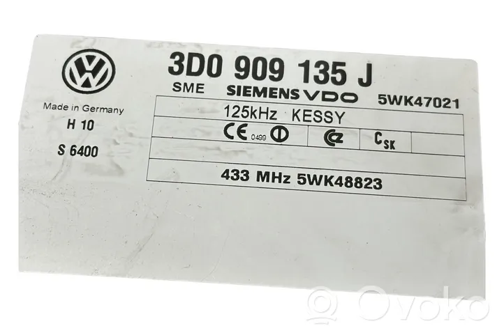 Volkswagen Touareg I Beraktės sistemos KESSY (keyless) valdymo blokas/ modulis 3D0909135J