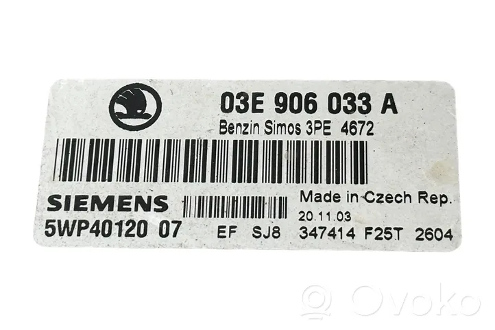 Skoda Fabia Mk2 (5J) Sterownik / Moduł ECU 03E906033A