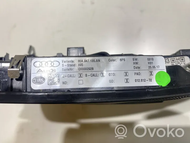Audi A5 Éclairage lumière plafonnier avant 80A947135AN