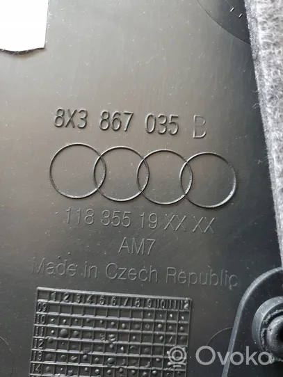 Audi A1 Dvidurio galinių vietų šoninis apdailos skydas 8X3867035B