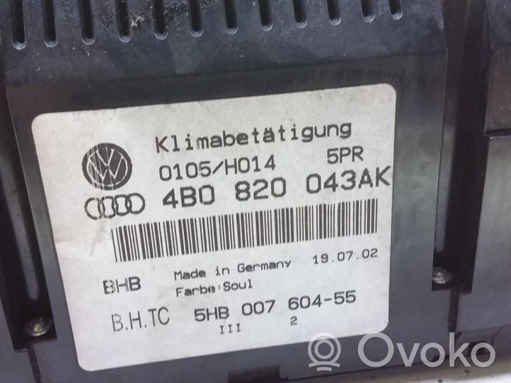 Audi A6 S6 C5 4B Sisätuulettimen ohjauskytkin 4B0820043AK