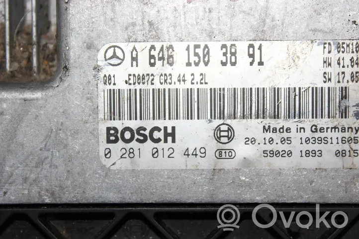 Mercedes-Benz C W203 Moottorin ohjainlaite/moduuli A6461503891