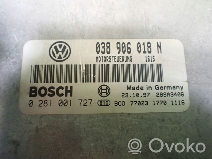 Volkswagen PASSAT B5 Moottorin ohjainlaite/moduuli (käytetyt) 038906018N 0281001727