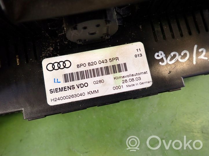 Audi A3 S3 8P Console centrale, commande chauffage/clim 8P0820043