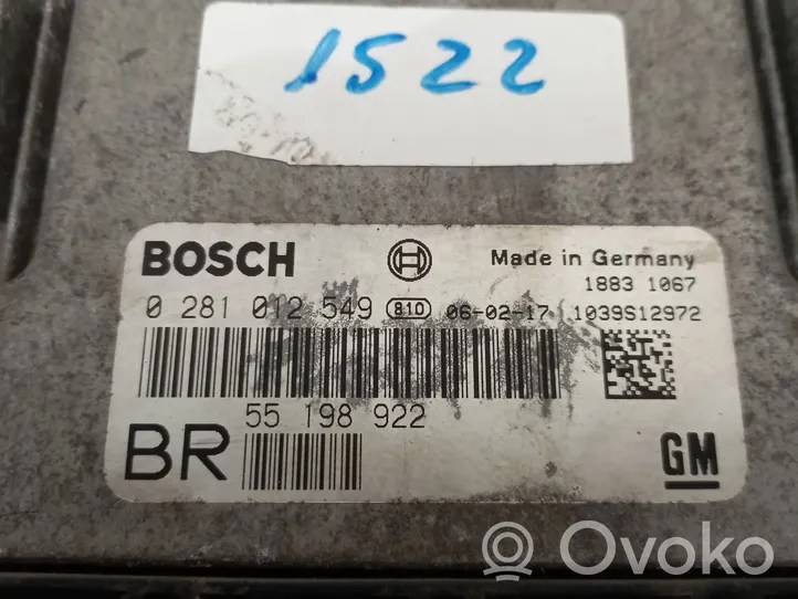 Opel Zafira B Calculateur moteur ECU 55198922