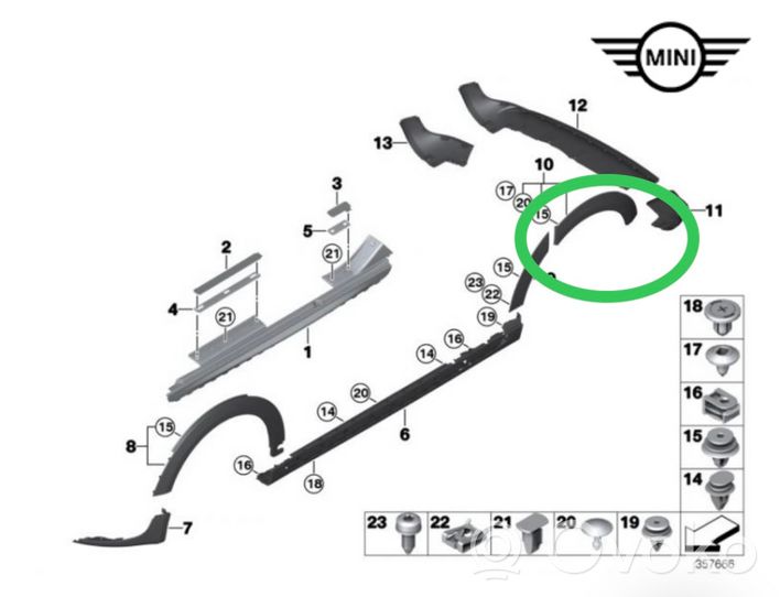 Mini One - Cooper Clubman R55 Rivestimento passaruota anteriore 51777318829