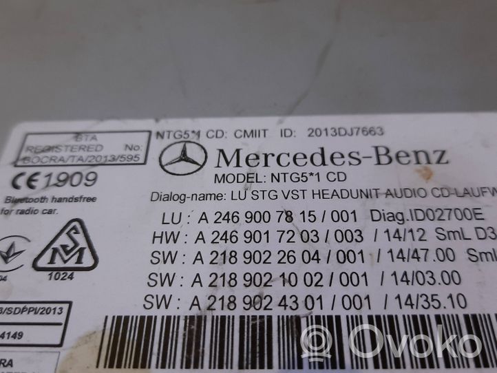 Mercedes-Benz B W246 W242 Radion/GPS-laitteen pääyksikön kehys A2469007815