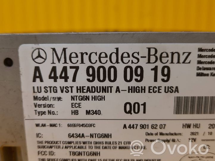 Mercedes-Benz V Class W447 Mascherina unità principale autoradio/GPS A4479000919
