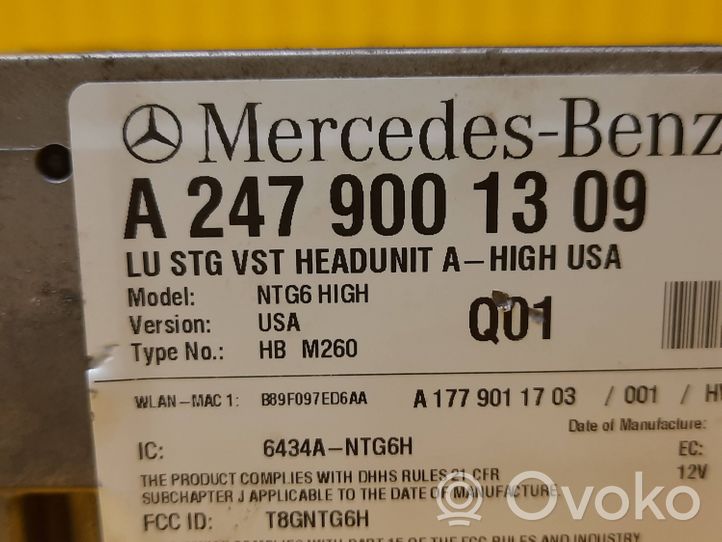 Mercedes-Benz B W247 Cadre, panneau d'unité radio / GPS A2479001309