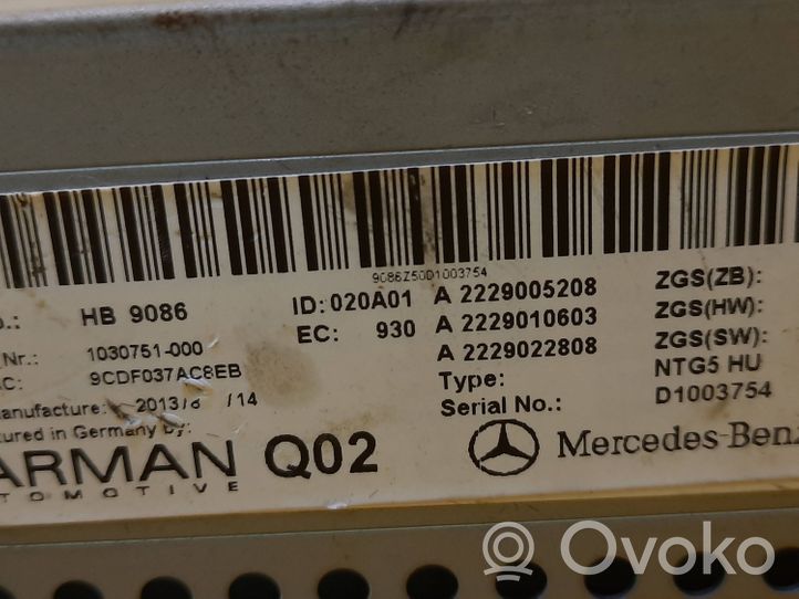 Mercedes-Benz S W222 Mascherina unità principale autoradio/GPS A2229005208
