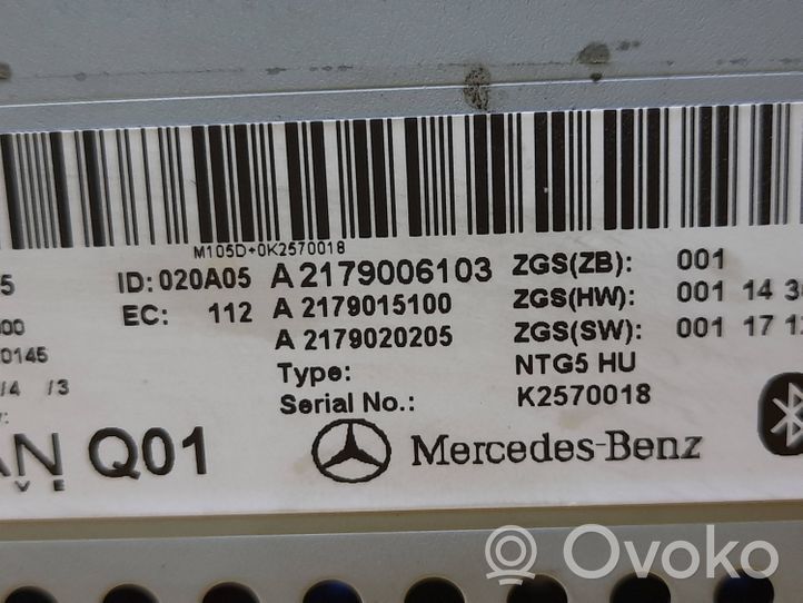 Mercedes-Benz S C217 Cadre, panneau d'unité radio / GPS A2179006103