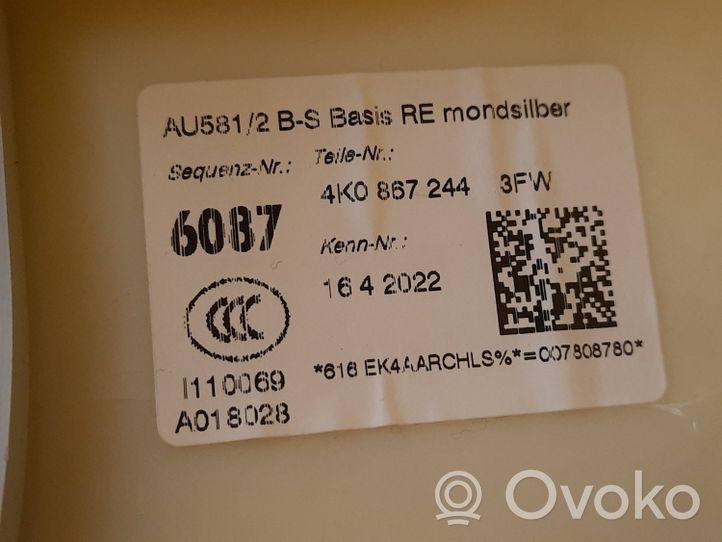 Audi A6 S6 C8 4K (B) statņa dekoratīvā apdare (augšdaļa) 4K0867244