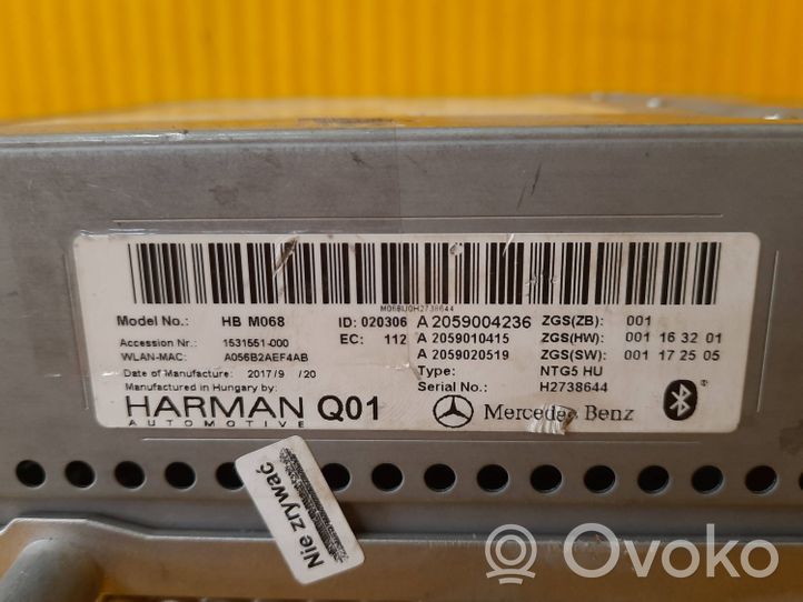 Mercedes-Benz B W246 W242 Radion/GPS-laitteen pääyksikön kehys A2059004236