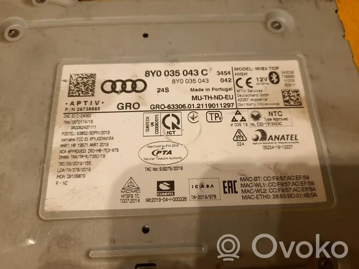 Audi A3 8Y Radio/CD/DVD/GPS-pääyksikkö 8Y0035043C