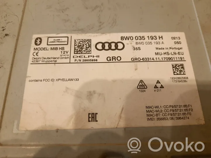 Audi A4 S4 B9 Unità principale autoradio/CD/DVD/GPS 8W0035193H