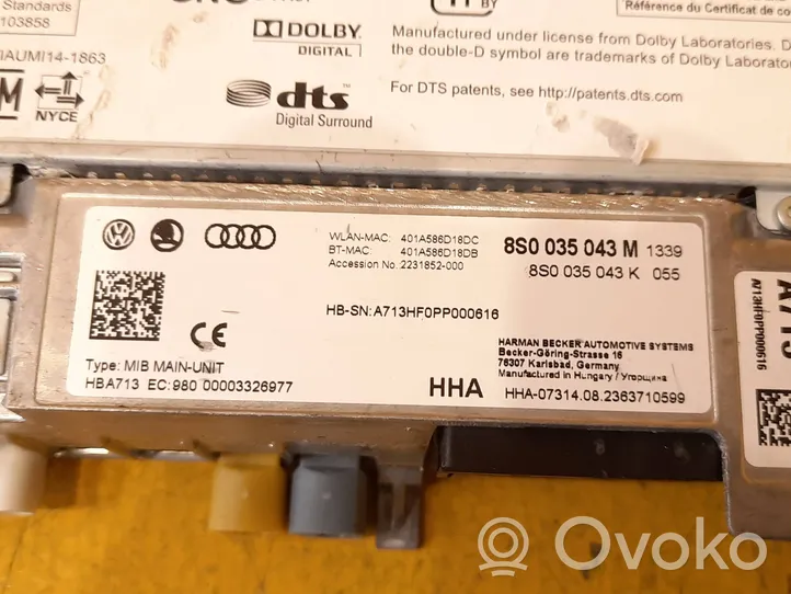 Audi TT TTS Mk2 Unidad delantera de radio/CD/DVD/GPS 8S0035043M