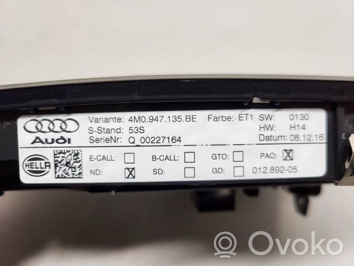 Audi Q7 4M Éclairage lumière plafonnier avant 4M0947135BE
