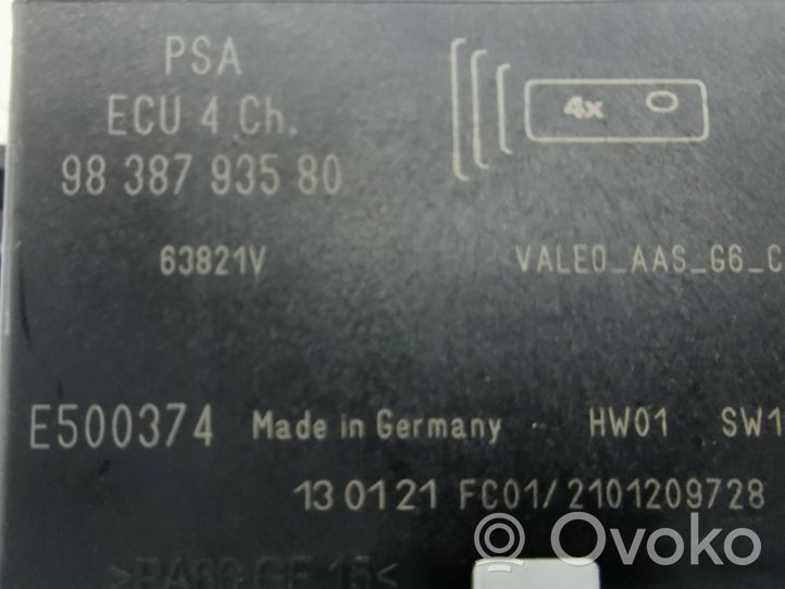 Opel Corsa F Pysäköintitutkan (PCD) ohjainlaite/moduuli 9838793580