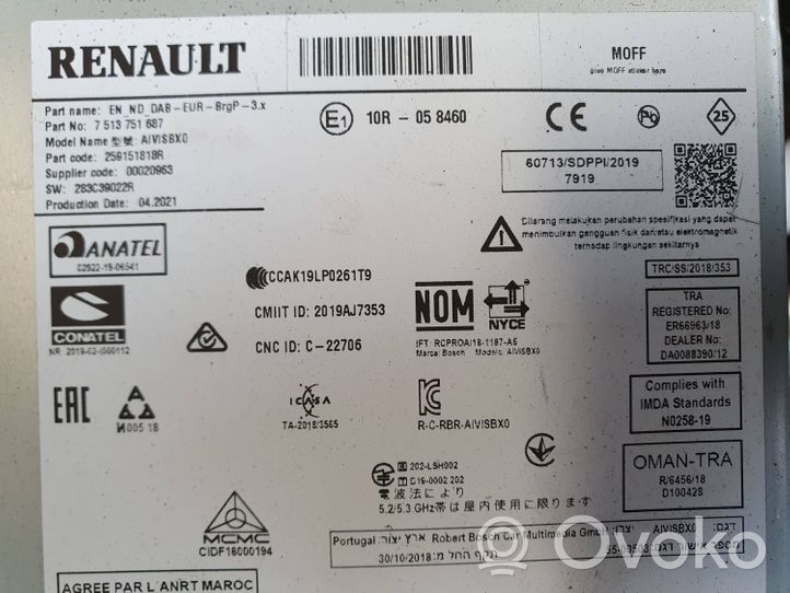 Renault Captur II Unità di navigazione lettore CD/DVD 259151818R