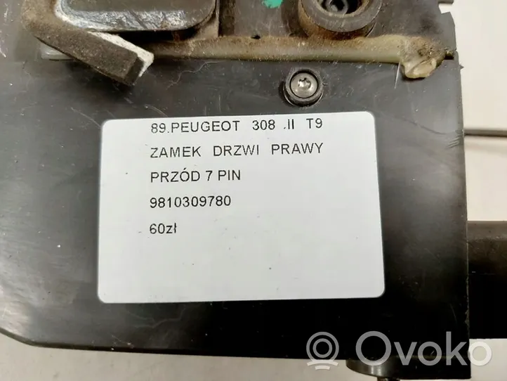 Peugeot 308 Serrure de porte avant 9810309780