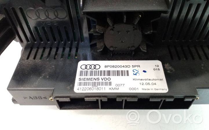 Audi A3 S3 8P Ilmastoinnin ohjainlaite 8P0820043D