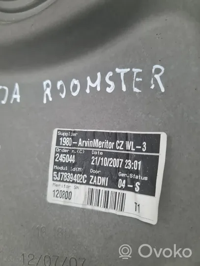Skoda Roomster (5J) Alzacristalli manuale della portiera posteriore 5J78939402C