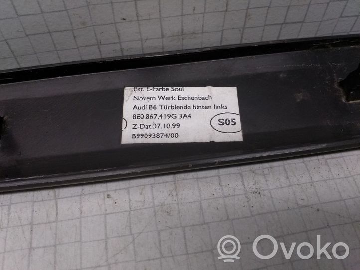 Audi A4 S4 B6 8E 8H Autres éléments de garniture de porte arrière 8E0867419G