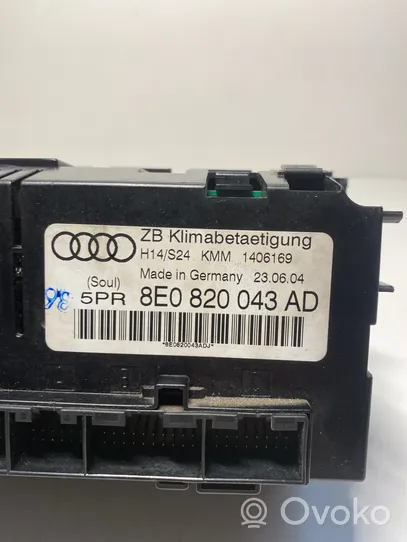 Audi A4 S4 B6 8E 8H Ilmastoinnin ohjainlaite 8E0820043AD