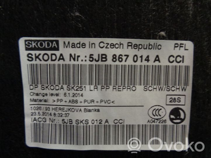 Skoda Rapid (NH) Garniture de panneau carte de porte avant 5JB867014A