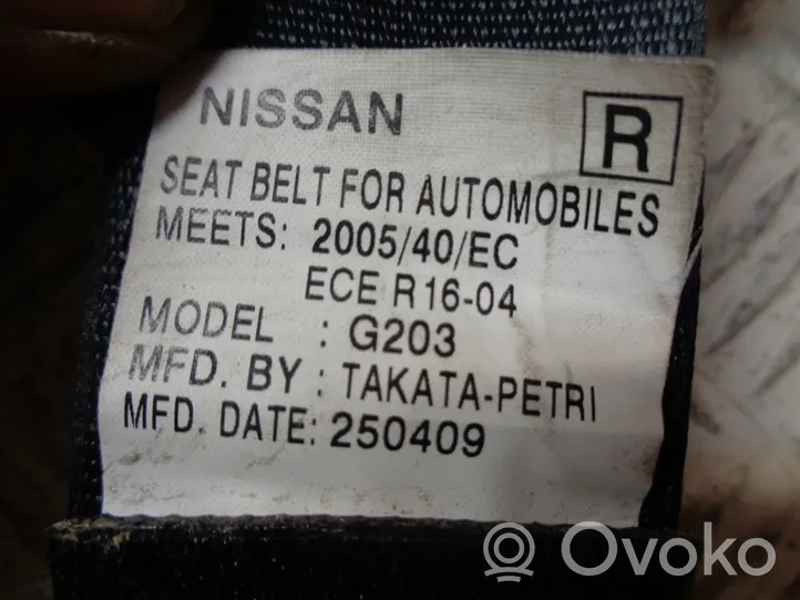 Nissan Qashqai+2 Takaistuimen turvavyö 88844EY10A