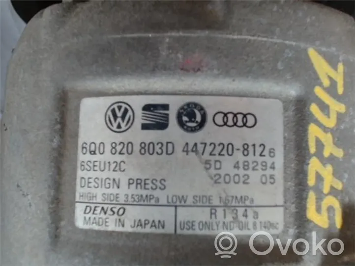 Volkswagen Polo IV 9N3 Compressore aria condizionata (A/C) (pompa) 6Q0820803D