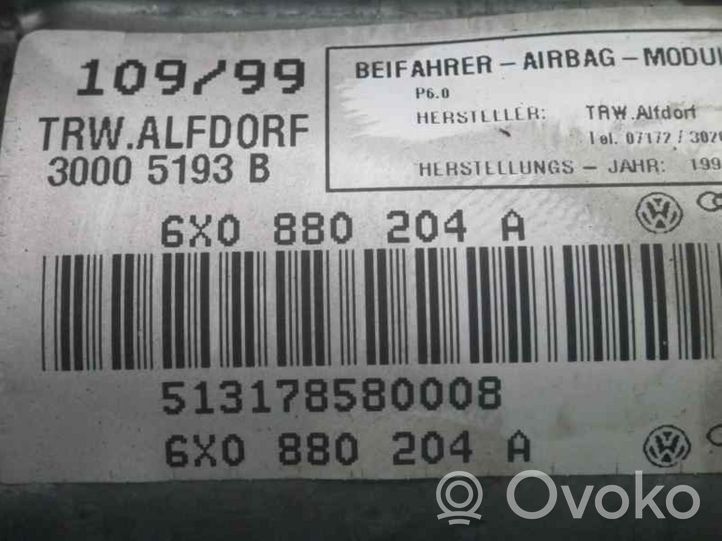 Volkswagen Lupo Passenger airbag 6X0880204A