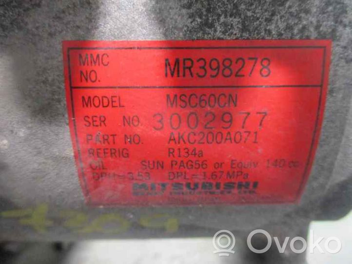 Mitsubishi Space Star Kompresor / Sprężarka klimatyzacji A/C MR398278