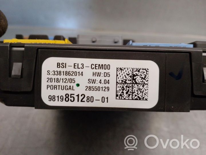 Opel Crossland X Module de fusibles 9819851280