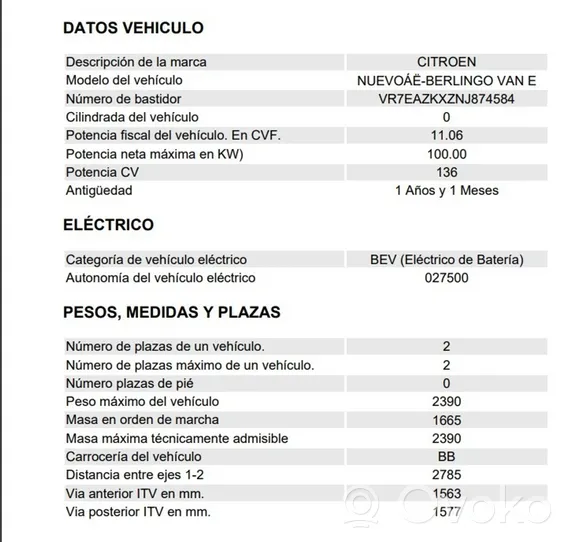 Citroen Berlingo Batteria 9858347480