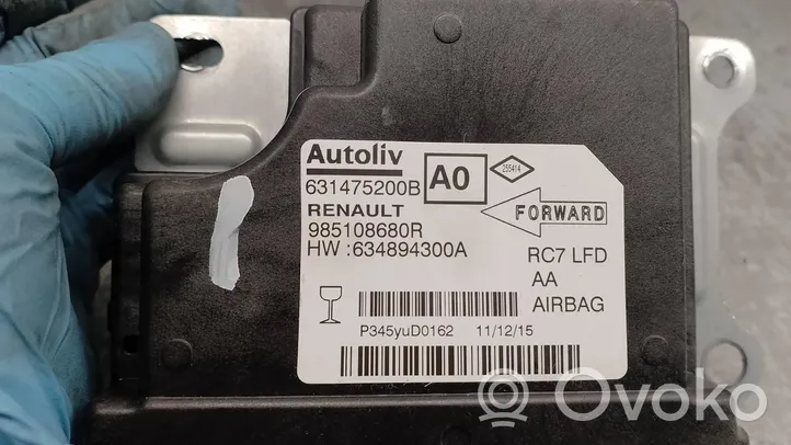 Renault Talisman Module de contrôle airbag 985108680R