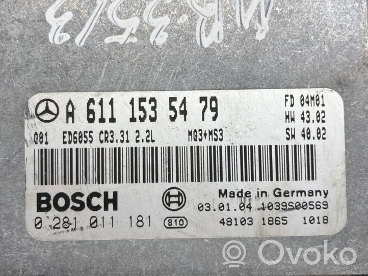 Mercedes-Benz Vito Viano W639 Calculateur moteur ECU A6111535479