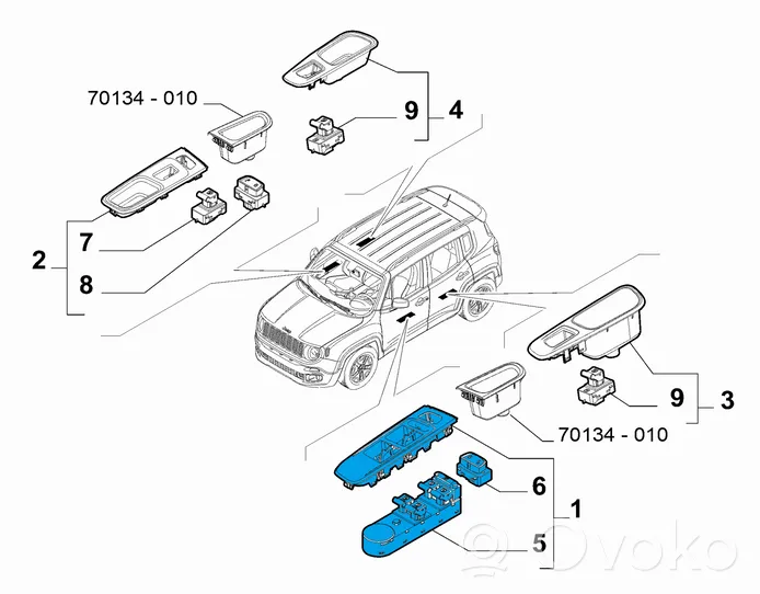 Jeep Renegade Interruttore di controllo dell’alzacristalli elettrico 735645842