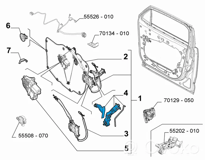 Fiat 500X Binario del parabrezza della portiera anteriore 71777178