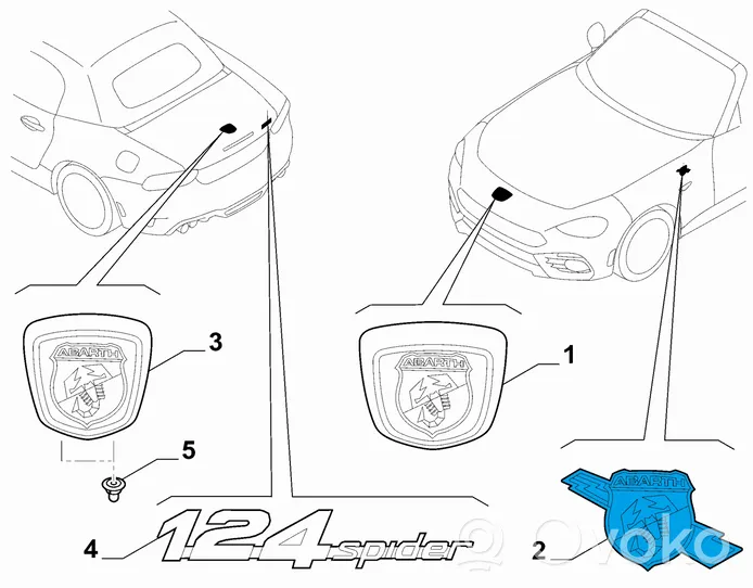 Fiat 124 Spider Muut logot/merkinnät 6000621188