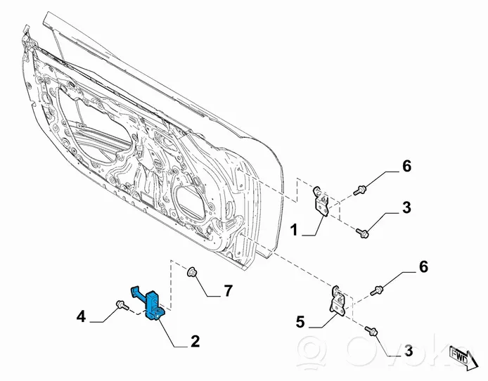 Fiat 124 Spider Charnière arrêt tirant de porte avant 6000614764