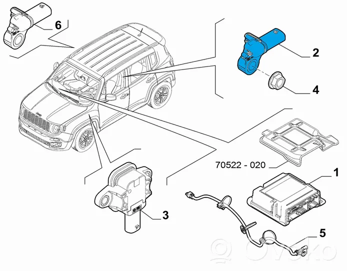 Jeep Renegade Capteur de collision / impact de déploiement d'airbag 53409874