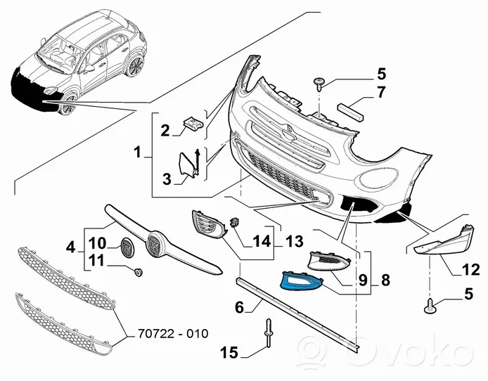 Fiat 500X Mascherina inferiore del paraurti anteriore 735604494